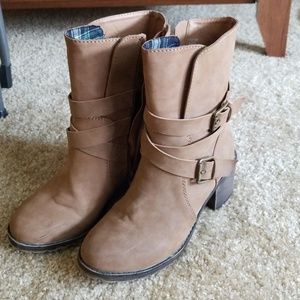 Brown faux suede boots